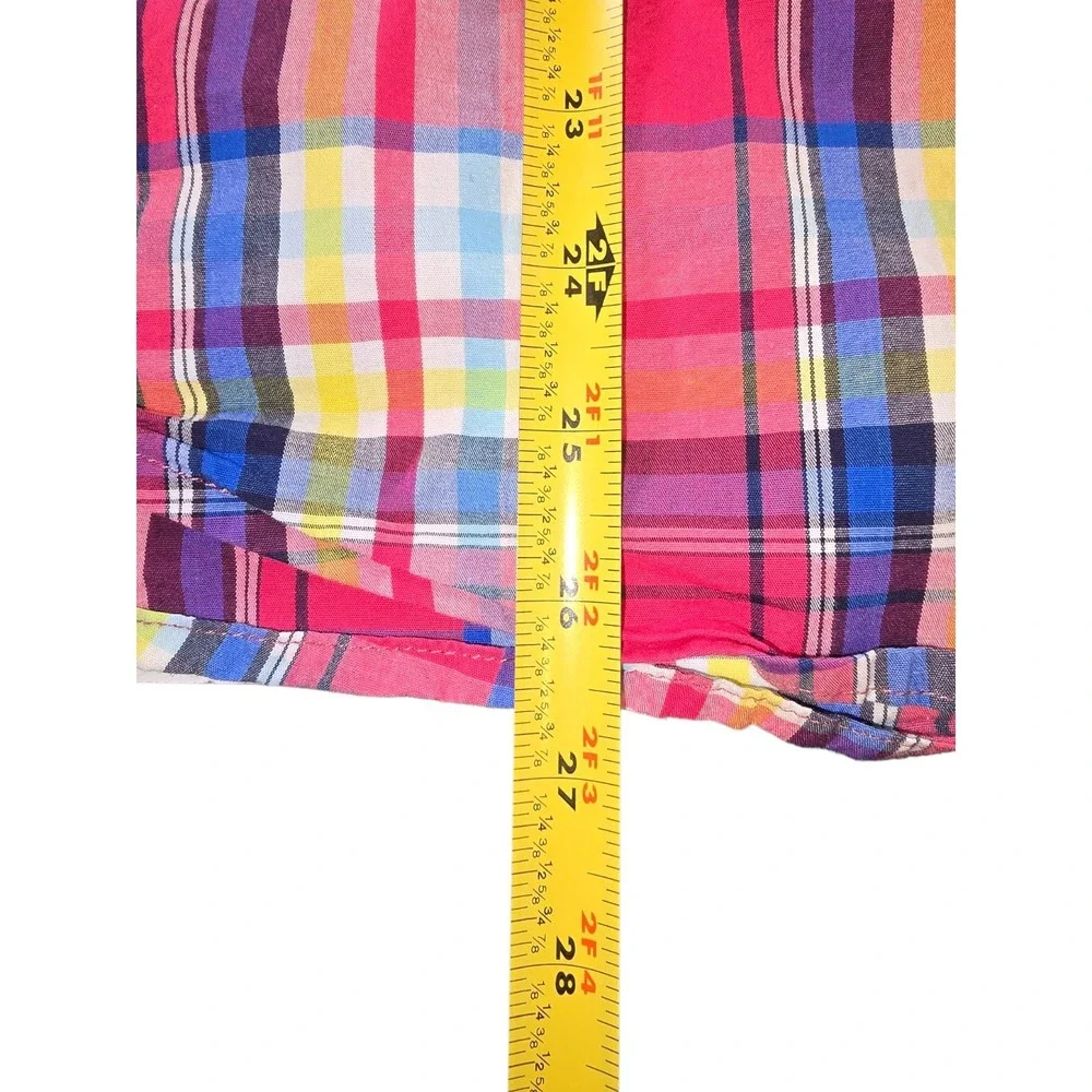 Club Room Mens Button Down Shirt Size‎ Medium Cotton Stretch Short Sleeve Plaid